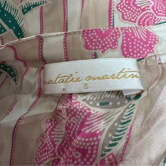 Natalie Martin Isobel Dress Chamomile Rose 100% Silk Pink Green - Picture 6 of 9